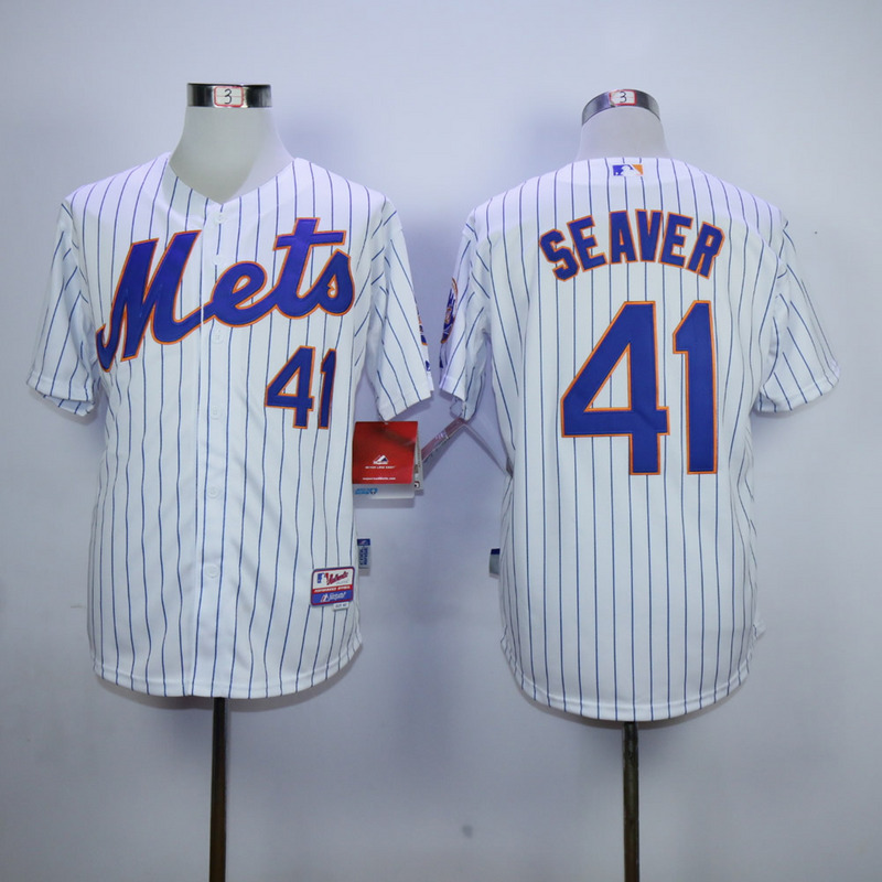Men New York Mets #41 Seaver White Stripe MLB Jerseys